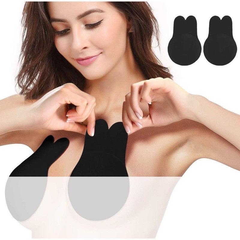 Almofadas de mamilo de coelho para mulheres, push up bras, auto-adesivas, silicone, sem alças, invisível, reutilizável, fita pegajosa do elevador do peito - LOJA COMPANY FOX