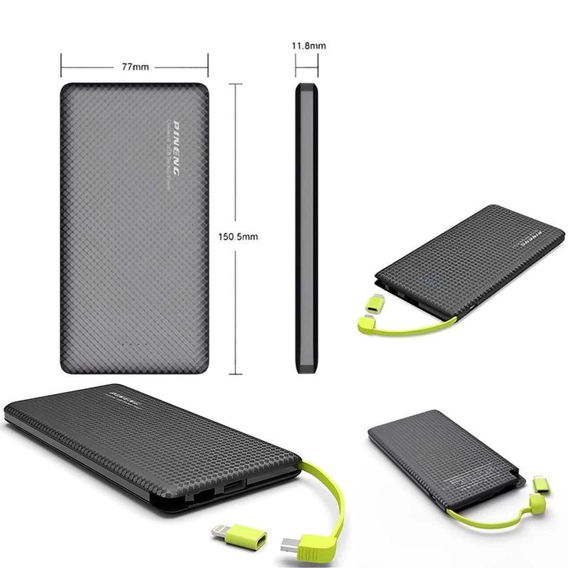 Carregador Portátil Pineng Power Bank 10.000mah com adaptador iPhone,V8